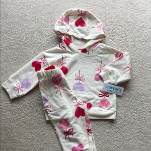 NWT Baby 12M Carter's Heart Print Hoodie and Pants Set